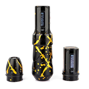 Dual-Battery Wireless Tattoo Machine, Liner & Shader All-in-One Camouflage Rotary Tattoo Pen with LCD Display